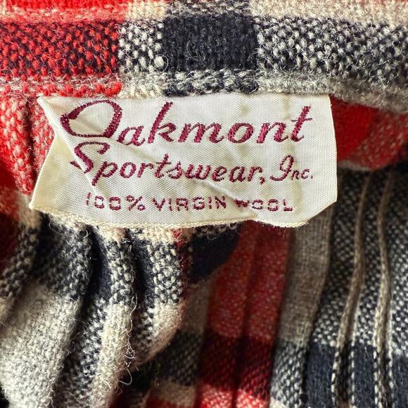 Vintage 70s Wool Pleated Skirt Red Gray Plaid Tartan‎ High Waist, Size Small - Picture 3 of 10